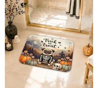 Tapis de salle de bain à séchage rapide, absorbant à séchage rapide, motif carlin, citrouilles, crâne, orange, 50,8 x 81,3 cm