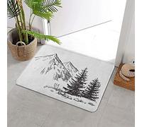 Tapis de Salle de Bain Absorbant Antidérapant,Dessiné à la main de paysage de montagne forêt silhouette d'arbre pin horizon terrain abstrai,Tapis de bain pour baignoire,Tapis de Bain Lavables,40x60 cm
