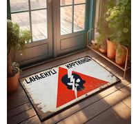 Tapis de salle de bain amusant avec panneau d'avertissement de danger de rayonnement avec crâne et boulon de foudre, paillasson de porte d'entrée Welcome-Ish (50 x 80 cm)