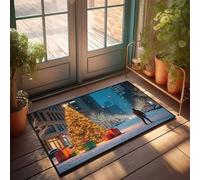 Tapis de salle de bain amusant Noël dans la ville : un pays des merveilles d'hiver, paillasson d'automne pour porte d'entrée (50 x 80 cm)