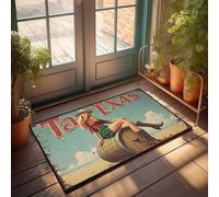 Tapis de salle de bain amusant Texas Cowgirl Relaxing On A Barrel In The Prairies Doormat Welcome Ish (65 x 90 cm)