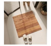 Tapis de salle de bain antidérapant absorbant l'eau - Motif grain de bois synthétique - Tapis de cuisine et de décoration d'intérieur (orange, 140 x 140 cm)