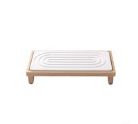 Tapis de salle de bain antidérapant en bois de diatomite Blanc 23 cm | Absorbe l'eau pendant 10 secondes, garde le comptoir au sec, le cadre en bois surélève pour la circulation de l'air