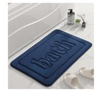 Tapis de salle de bain antidérapant et lavable en relief, tapis à mémoire de forme épais, absorbant l'eau, tapis de porte de salle de bain et cuisine (bleu, 50 x 80 cm)