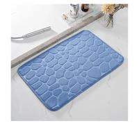 Tapis de salle de bain antidérapant et lavable, tapis de bain antidérapant en relief pavé dans le lavabo, baignoire, salle de douche latérale, tapis d'entrée en mousse à mémoire de forme (bleu)
