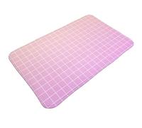 Tapis de salle de bain antidérapant et lavable - Tapis de cuisine imprimé grille rose pêche ombré pour sol, tapis de sol pour entrée, buanderie, salle de bain avec envers en caoutchouc, 50,8 x 80,9 cm