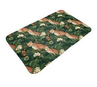 Tapis de salle de bain antidérapant et lavable - Tapis de cuisine imprimé léopard jungle pour sol, tapis d'entrée d'intérieur, buanderie, tapis de porte de salle de bain avec envers en caoutchouc