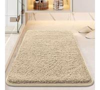 Tapis de salle de bain antidérapant lavable à séchage rapide sans odeur pour salon, chambre à coucher et salle de bain (beige, 60 x 90 cm)