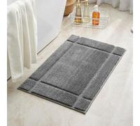 Tapis de salle de bain antidérapant pour salon, salle de douche, entrée, salon avec revers en caoutchouc thermoplastique - Entretien facile et séchage rapide (80 x 50 cm, Gris foncé)