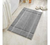 Tapis de salle de bain antidérapant pour salon, salle de douche, entrée, salon avec revers en caoutchouc thermoplastique - Facile d'entretien et séchage rapide (60 x 40 cm, gris)