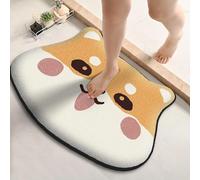 Tapis de salle de bain avec chien Corgi 40 x 60 cm l Tapis de sol antidérapant - Absorbant & doux pour la douche, les toilettes ou le couloir, déco pour les amoureux des animaux