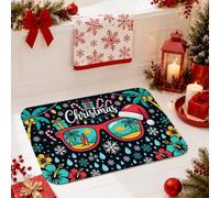Tapis de salle de bain avec lunettes de soleil de Noël tropicales 40,6 x 61 | Thème tropical, tapis de douche, décoration côtière, accents de salle de bain saisonniers, couleurs vives