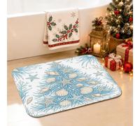 Tapis de salle de bain Coquillage côtier Arbre de Noël Coquillage 40,6 x 61 | Thème vacances côtières, tapis de bain, accents d'étoile de mer, surface en tissu doux, décoration de sol de salle de bain