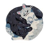 Tapis de salle de bain de chat - Mat de sol de douche de dessin animé | Tapis sec du motif de chat étreint en laine | de planche de conception de dessins dessinables antidérapants pour chambre à