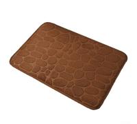 Tapis de salle de bain en mousse à mémoire de forme avec motif en relief galets pour une haute absorption de l'eau, dos en latex antidérapant, tapis polaire corail pour bain, cuisine, halo (marron)