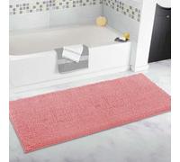 Tapis de salle de bain extra large, tapis de bain en peluche longue, tapis de sol en chenille ultra doux, antidérapant et super absorbant l'eau, pour salle de bain (rose, 40 x 180 cm)
