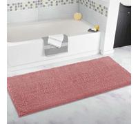 Tapis de salle de bain extra large, tapis de bain en peluche longue, tapis de sol en chenille ultra doux, antidérapant et super absorbant l'eau, pour salle de bain (rose, 60 x 160 cm)
