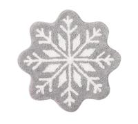 Tapis de salle de bain flocon de neige de Noël, tapis de bain en forme de flocon de neige, antidérapant et lavable, paillasson décoratif pour décoration de Noël, décorations de vacances (gris)