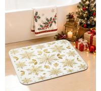 Tapis de salle de bain flocon de neige doré 50,8 x 81,3 cm | Accents en feuille d'or, tapis de bain, feuilles de houx, botanique d'hiver, mise à jour saisonnière de la maison
