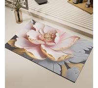 Tapis de Salle de Bain Floral 3D, Paillasson À Illusion D'optique, Absorbant et Antidérapant, Facile À Nettoyer, Adapté À Divers Styles de Décoration Intérieure(Pink,Small)