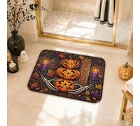Tapis de salle de bain Halloween Citrouilles Squelette Bienvenue Jack-o