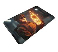 Tapis de salle de bain imprimé tête de mort orange cool, 76,2 x 50,8 cm, absorbant, antidérapant, lavable en machine, tapis de bain pour salle de bain