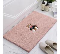 Tapis De Salle De Bain Kaybtt, Tapis De Bain Shaggy en Microfibre Super Absorbant Mignon, Tapis De Douche à Séchage Rapide Lavable Ultra Doux, Salle De Bain C pour Baignoire, Pink, 60x90cm