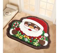 Tapis de salle de bain mignon de Père Noël à la mode et de Noël, tapis antidérapant, tapis de sol de bienvenue, tapis d'intérieur et d'extérieur de Noël, décoration de salle de bain (C, One Size)