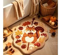 Tapis de salle de bain mignon en forme d'écureuil, de gland et de feuille d'érable, tapis de salle de bain décoratif en cachemire synthétique doux et absorbant, antidérapant, tapis de sol pour la déco