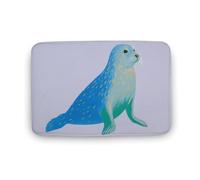 Tapis de salle de bain minimaliste motif lion de mer, vert et bleu, extra doux, en velours corail, absorption rapide, antidérapant, confortable, 50 x 80 cm
