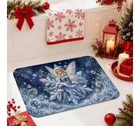 Tapis de salle de bain motif fée d'hiver flocon de neige 50,8 x 81,3 cm | Thème fée d'hiver, tapis de sol de salle de bain, accents de flocon de neige, art fantaisie, surface en flanelle douce