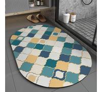 Tapis de salle de bain ovale Motif bohème Motif ethnique Tapis de bain absorbant Antidérapant Tapis de salle de bain, Taille : 60x90 cm, Style 7
