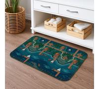 Tapis de salle de bain Paysage de cabane au bord du lac Pixel Art 40,6 x 61