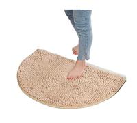 Tapis de salle de bain rond en caoutchouc lavable en machine - Demi-lune - 40 x 60 cm - Camel