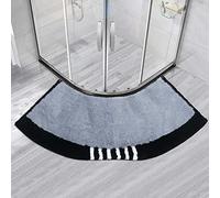 Tapis de salle de bain super absorbant antidérapant pour douche en quart de cercle lavable gris 45 x 140 cm