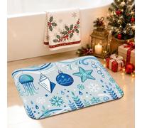 Tapis de salle de bain sur le thème de l'étoile de mer sur le thème de | Thème côtier, tapis de bain, ornements suspendus, flocons de neige, toucher flanelle douce, couche d'éponge rembourrée
