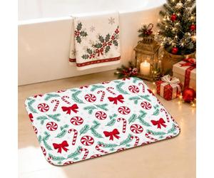 Tapis de salle de bain sur le thème des fêtes de fin d'année, sucre d'orge