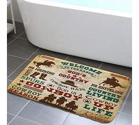 Tapis de salle de bain « Welcome to The Ranch Wild West Southwestern Texas Star » rustique American Farm Western Rodeo Cowboy Horse Retro Tapis de bain Accessoires de salle de bain Tapis de cuisine 43,2 x 73,2 cm