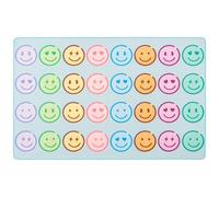 Tapis de salle de classe 1,5 x 2,1 m, motif smiley pastel, tapis éducatif | Tapis de jeu antidérapant lavable pour la maternelle, la garderie et la salle de classe primaire