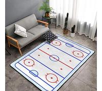 Tapis De Salle De Jeux Imprimé 3D Patinoire De Hockey sur Glace Ton Bleu Et Graphiques Rouges Tapis De Sol Couloir Chambre Bureau Salon Chambre d'enfant Cuisine Hall Salle De Bain Paillasson -4D5H-Q1