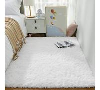 Tapis de Salon 100 x 300 cm Moelleux Shaggy Doux et Confortable Moderne Tapis Moelleux Salon Dessous Antidérapant, Décoration Intérieure pour Chambre Filles Enfants, Blanc
