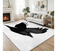 Tapis de Salon 120 x 170 cm Animal Corbeau Tapis, Silhouette Noire Antidérapant et Lavable en Machine Paillasson Interieur Entree à Poil Ras Moquette pour Chambre Bureau Cuisine