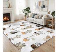 Tapis De Salon 120 x 170 cm Cactus Mignon Dessiné À La Main Tapis De Couloir, Minimalisme Chambre Décor Paillasson Antidérapant Moquette Lavable Confortable Intérieur pour Coucher Bureau Hôtel