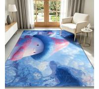 Tapis de Salon 120 x 170 cm Créature Petit Chapeau Champignon, Tapis Anime Fantastique Antidérapant et Lavable en Machine, Paillasson Interieur Entree à Poil Ras Moquette pour Chambre Bureau Cuisine