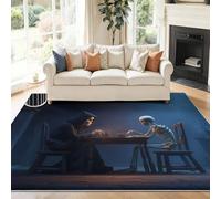 Tapis de Salon 120 x 170 cm, Fantaisie Tapis Doux Poils Courts, Lavable et Antidérapant, Résistant aux Taches pour Salon Chambre Résistant Bureau, Noir Crâne Style Cinématographique
