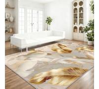 Tapis de Salon 120 x 180 cm - Antidérapant, Doux Lavable en Machine, Motif Luxe Moderne Feuille De Bananier - Tapis de Sol pour Chambre, Salle de Séjour, Beige Jaune