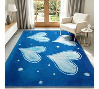 Tapis de Salon 140 x 200 cm Cœur Blanc Dessiné Main, Tapis Minimalisme Antidérapant et Lavable en Machine, Paillasson Interieur Entree à Poil Ras Moquette pour Chambre Bureau Cuisine