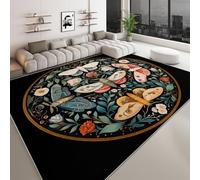 Tapis de Salon 160 x 230 cm à Poils Courts Art Numérique, Tapis Lavable Antidérapant Cercles Papillons de Nuit Papillons pour Chambre à Coucher Chambre d'enfant Bureau de Salle à Manger