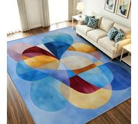 Tapis de Salon 160 x 230 cm Abstrait - Tapis de Sol Antidérapant et Lavable Poils Courts, Géométrique Courbe Bloc Couleur Tapis pour Interieur Chambre à Coucher, Bureau ou Salle de Jeux