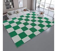 Tapis de Salon 160 x 230 cm - Antidérapant, Doux et Épais Lavable en Machine, Motif Minimaliste Et Raffiné À Carreaux - Tapis de Sol pour Chambre, Salle de Séjour, Blanc Vert